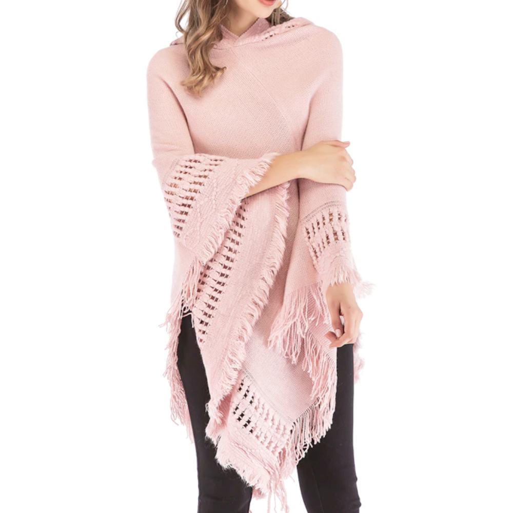 Women's Fringed Hooded Cape