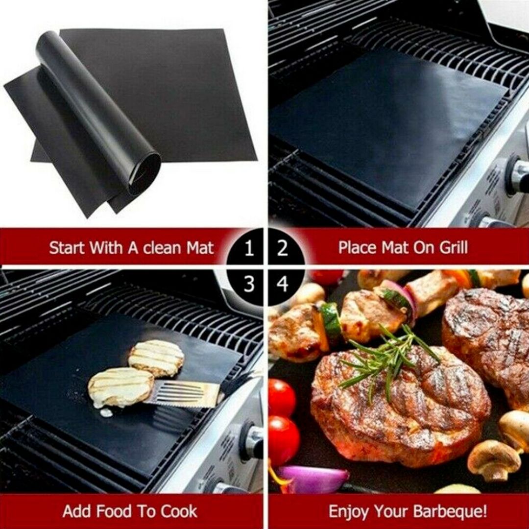5-Piece Set of Nonstick Reusable Grill Mats for BBQ Meat