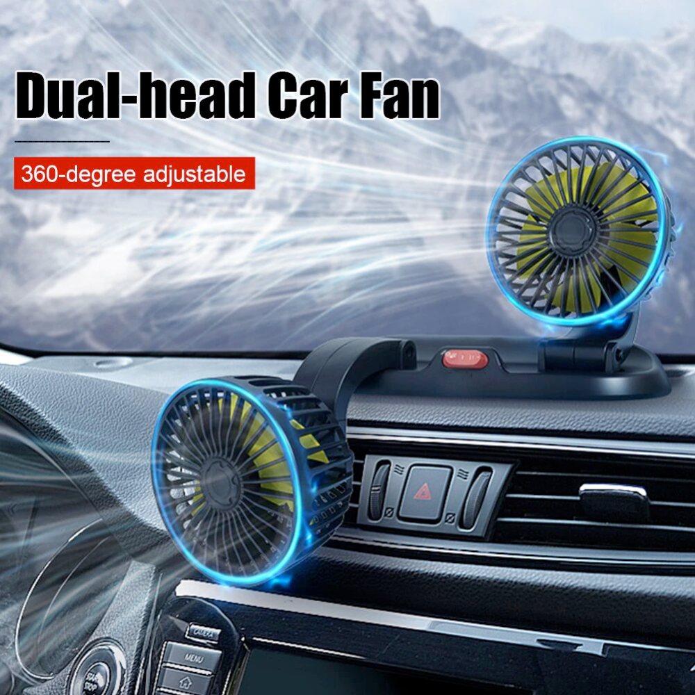 Adjustable Car Fan with Dual Ventilation
