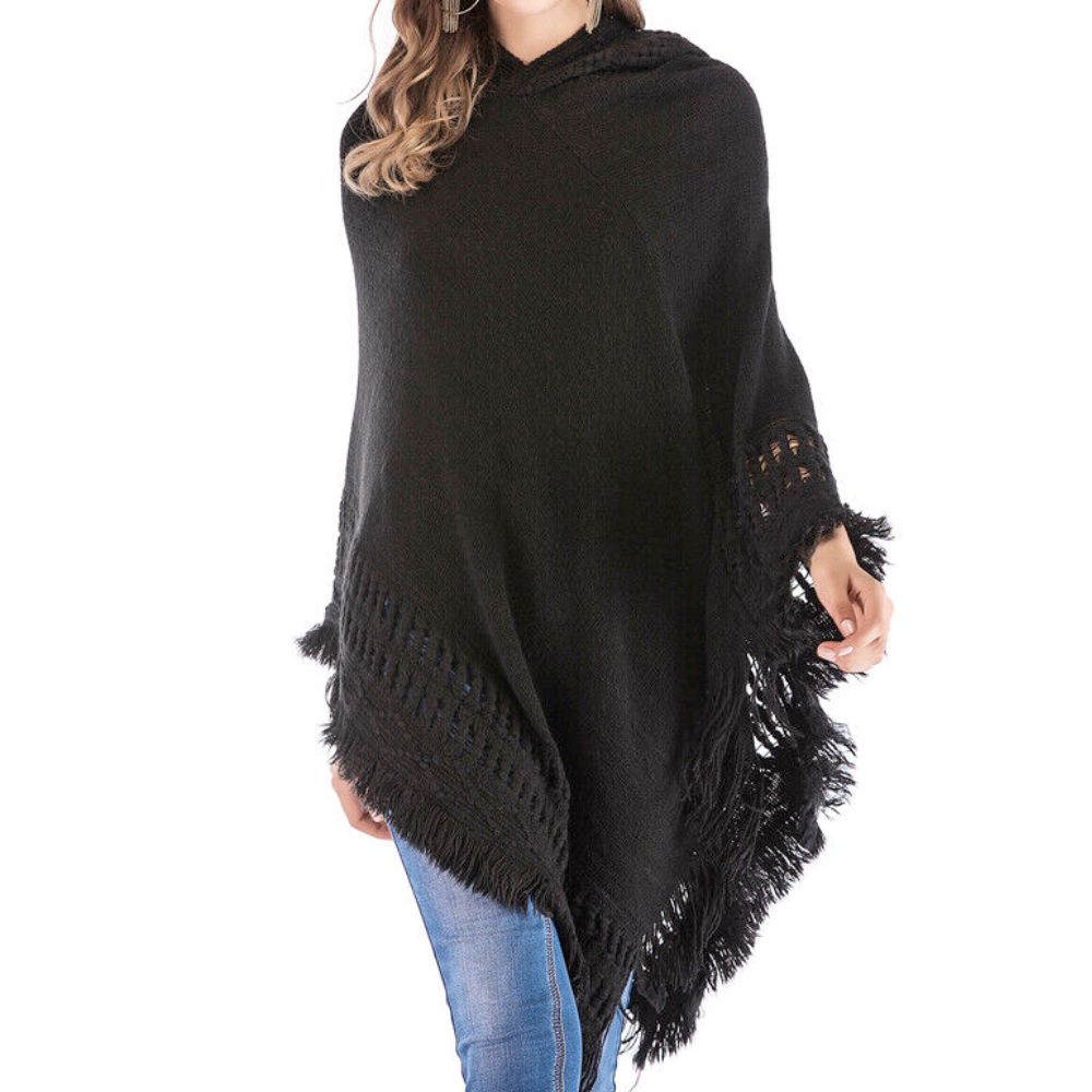 Women's Fringed Hooded Cape