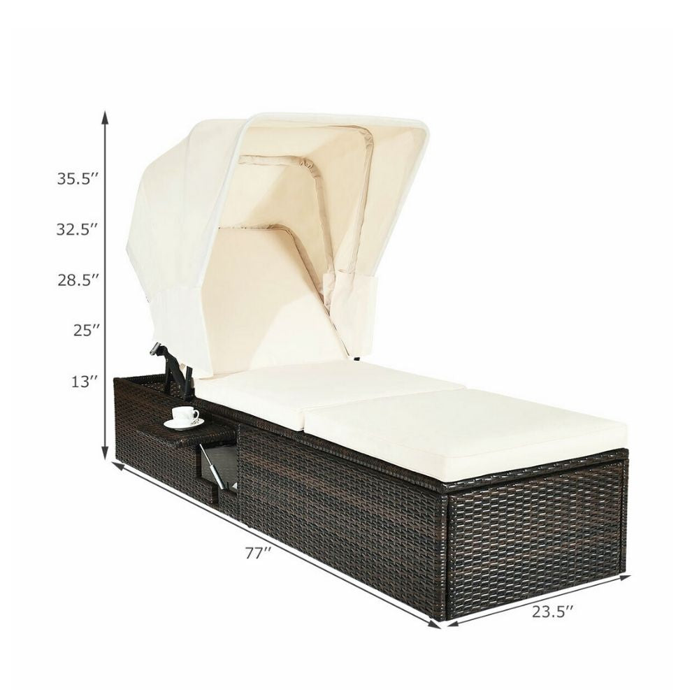 Side Table Outdoor Recliner with Canopy for Lounging