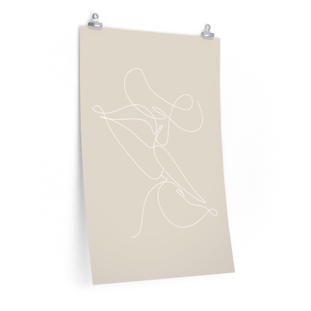 Abstract Art Print with Kiss Outline Design