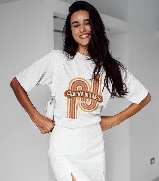 70's Cotton T-Shirt for Women with a Vintage Flair