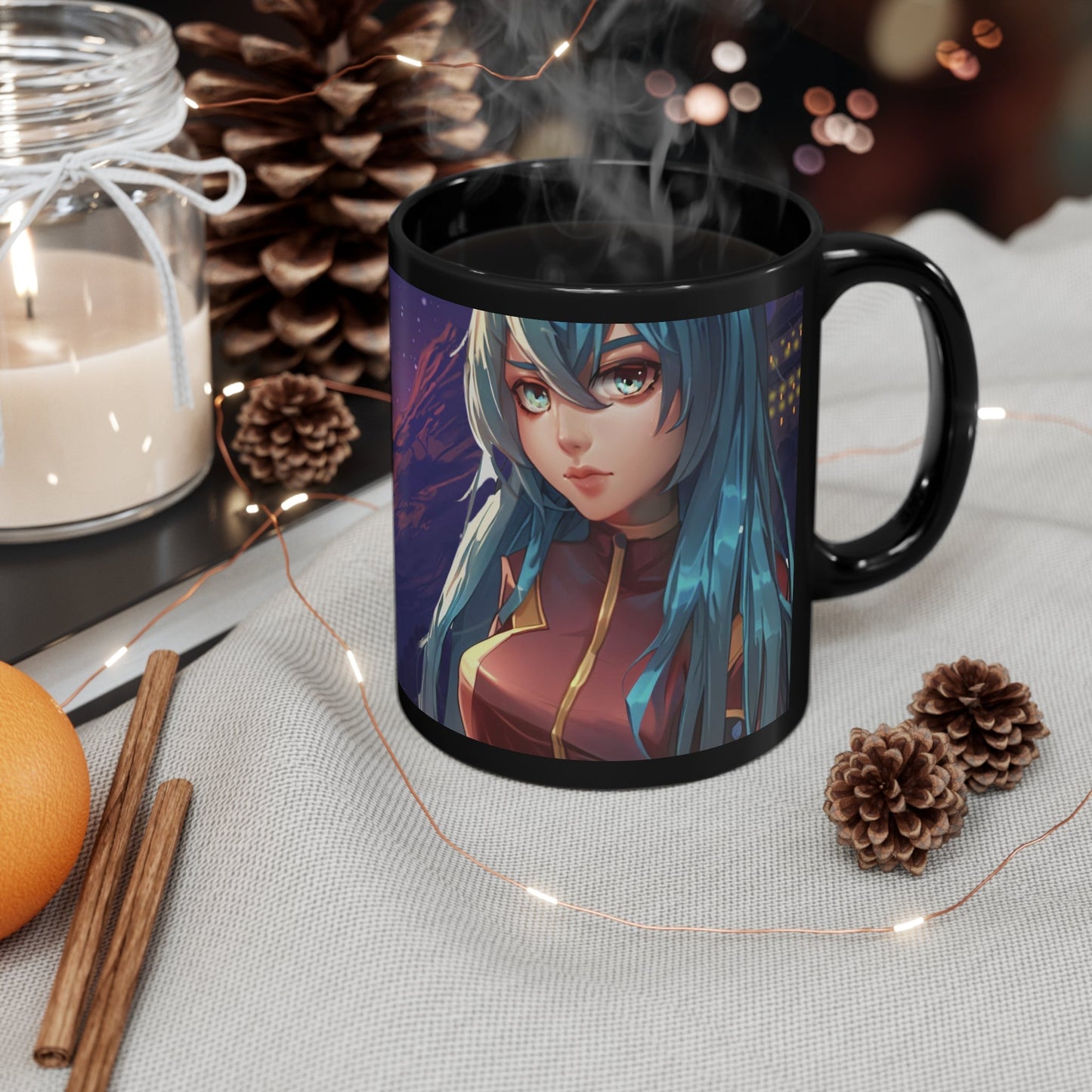 Black Space Girl Anime Coffee Tea Mug
