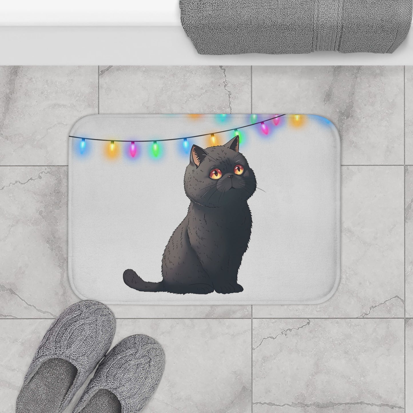 Black Cat Bath Mat - Festive Edition