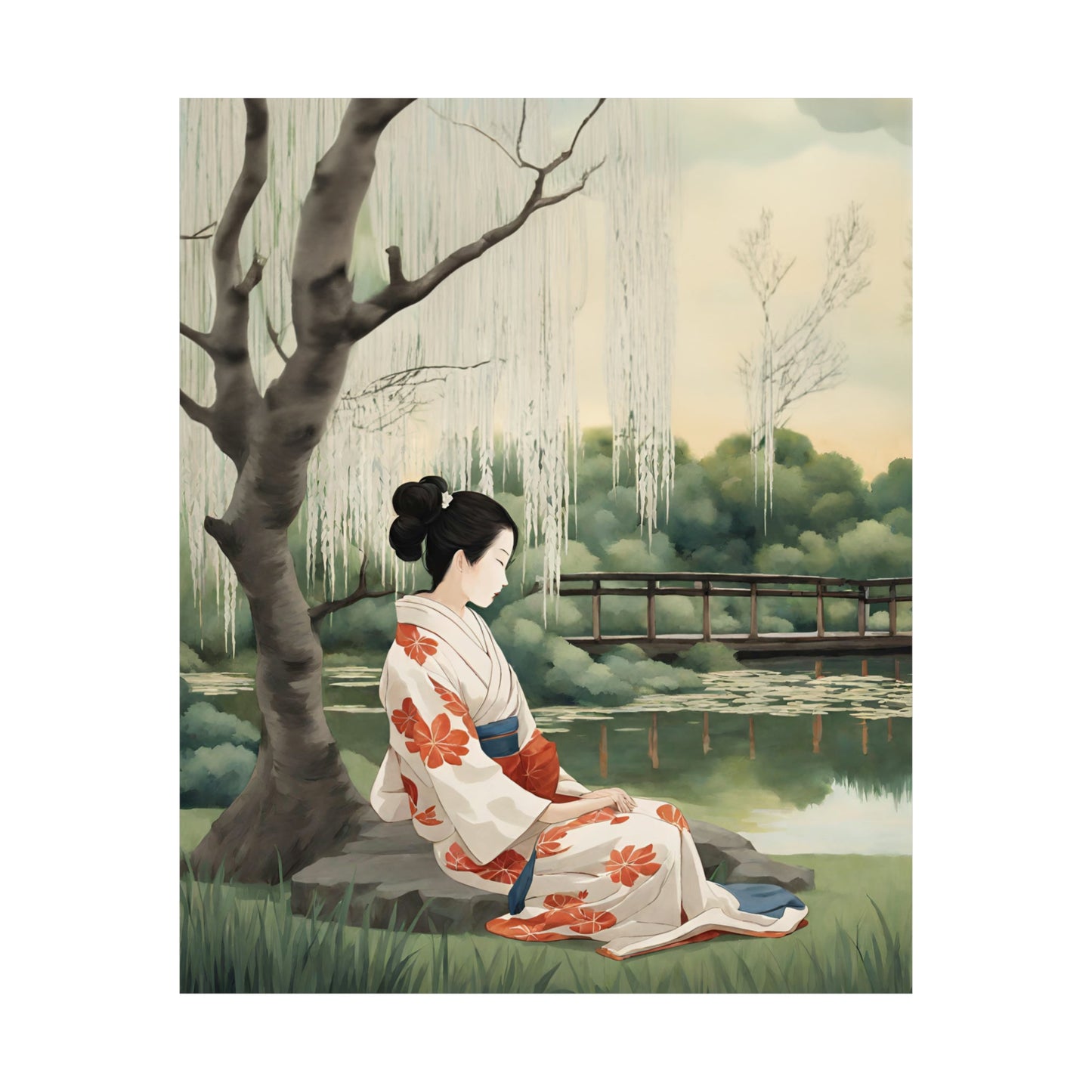 Tranquil Waterside Reverie Art Poster by Geisha