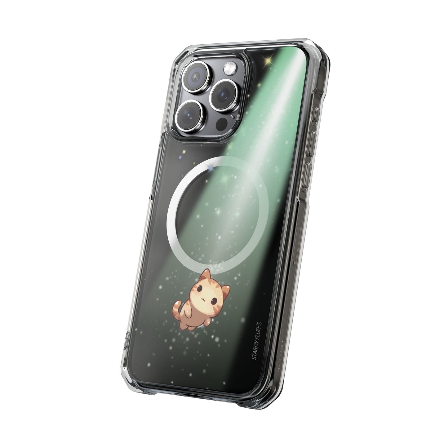 Cosmic Cat Magnetic Clear Case for iPhone by Starry Fluff