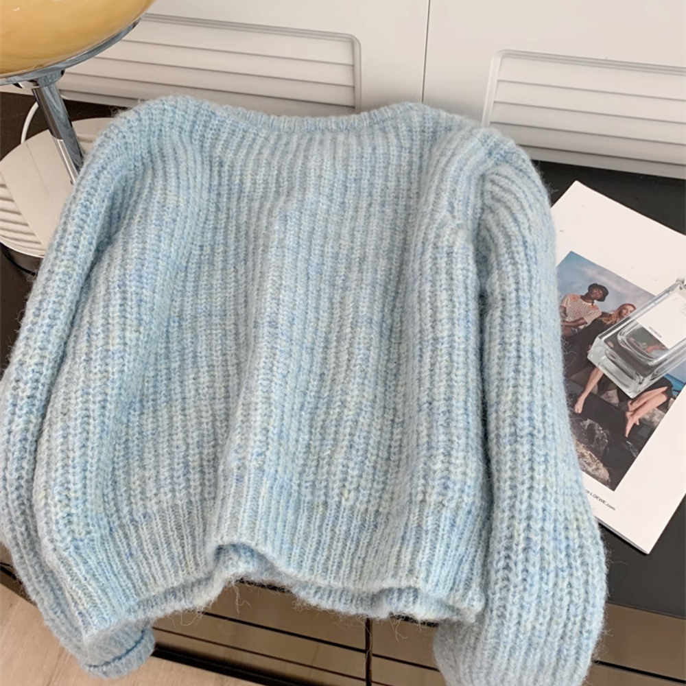 Buttoned Bliss Blue Women's Cardigan