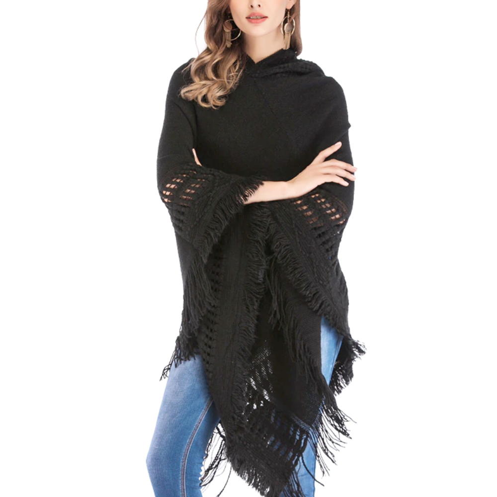 Women's Fringed Hooded Cape