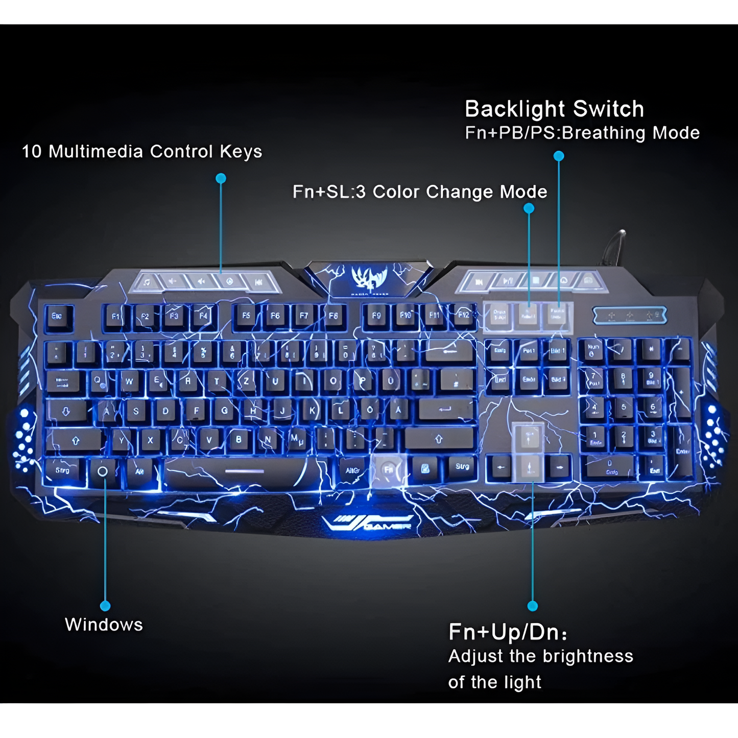 2.4G Gaming Keyboard and Mouse Set - Enhanced Thunderstorm Experience