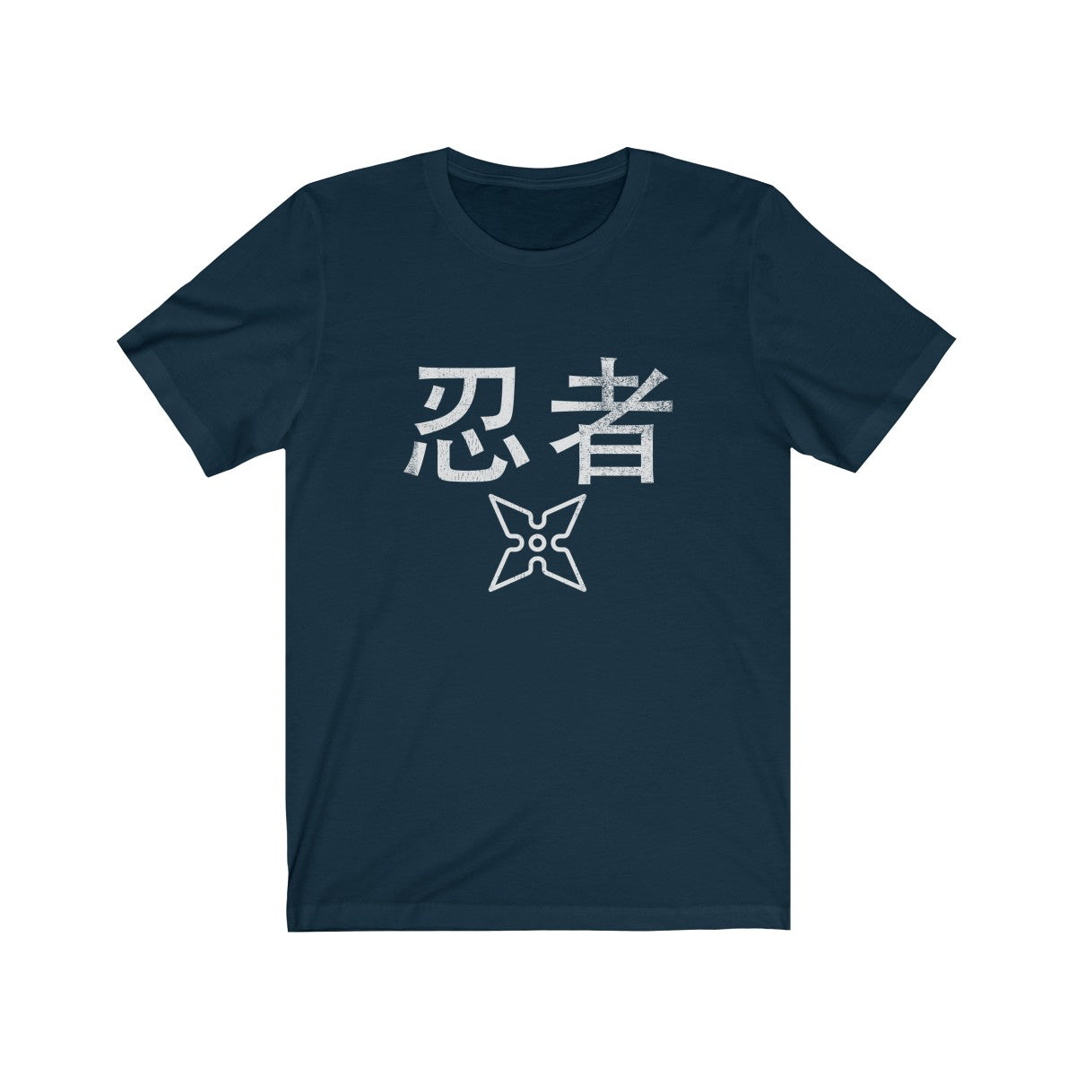 White T-Shirt with a Worn-Out Ninja Design