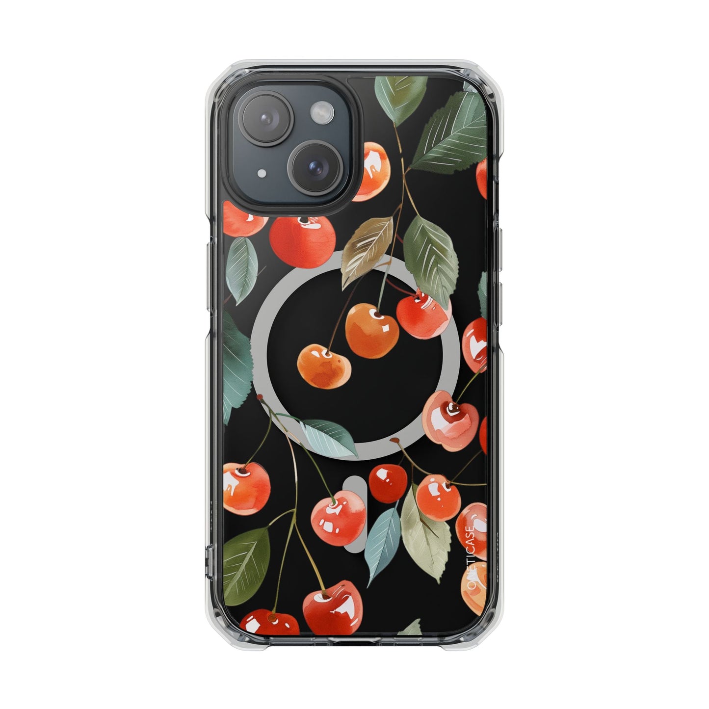 Adorable Cherry-themed Transparent Magnetic Phone Case for iPhone Models