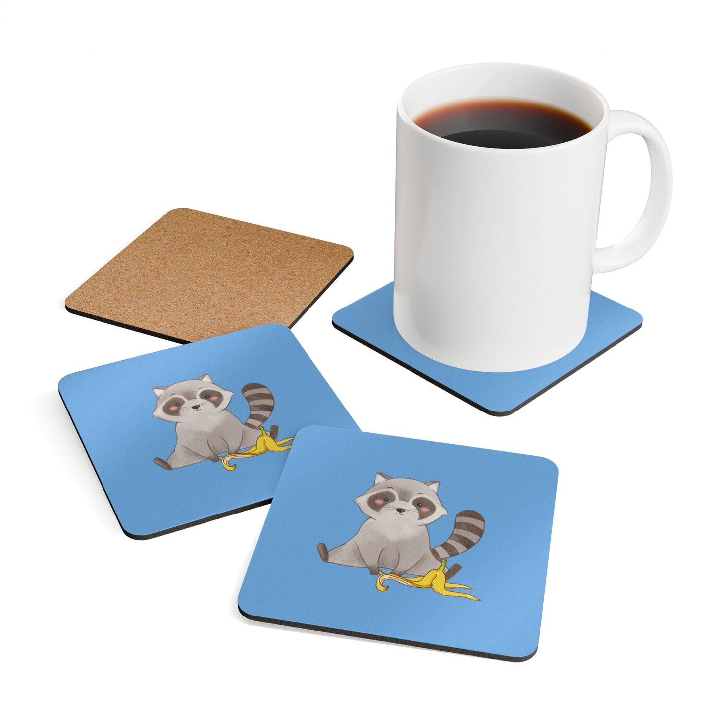 Set of Four Raccoon Coasters