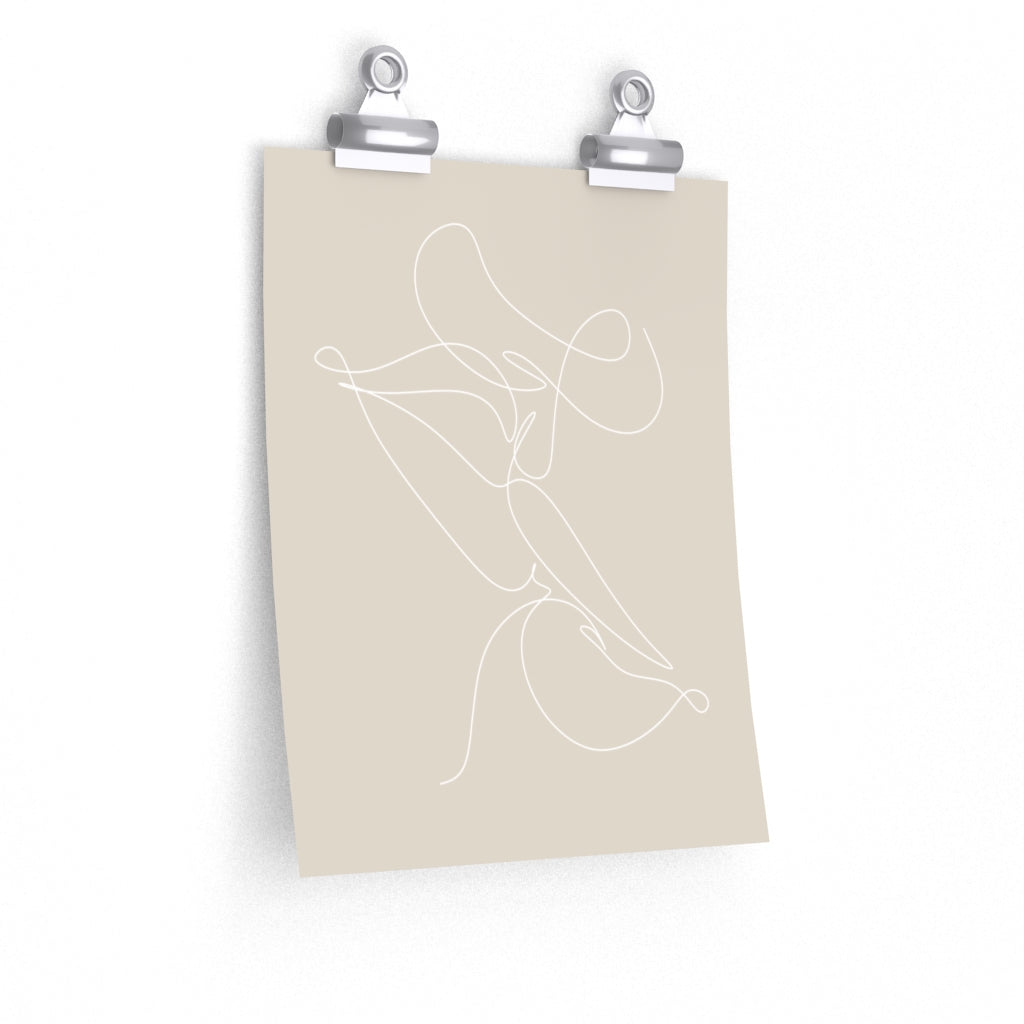 Abstract Art Print with Kiss Outline Design