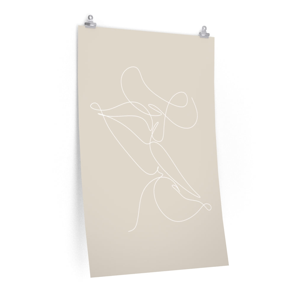 Abstract Art Print with Kiss Outline Design
