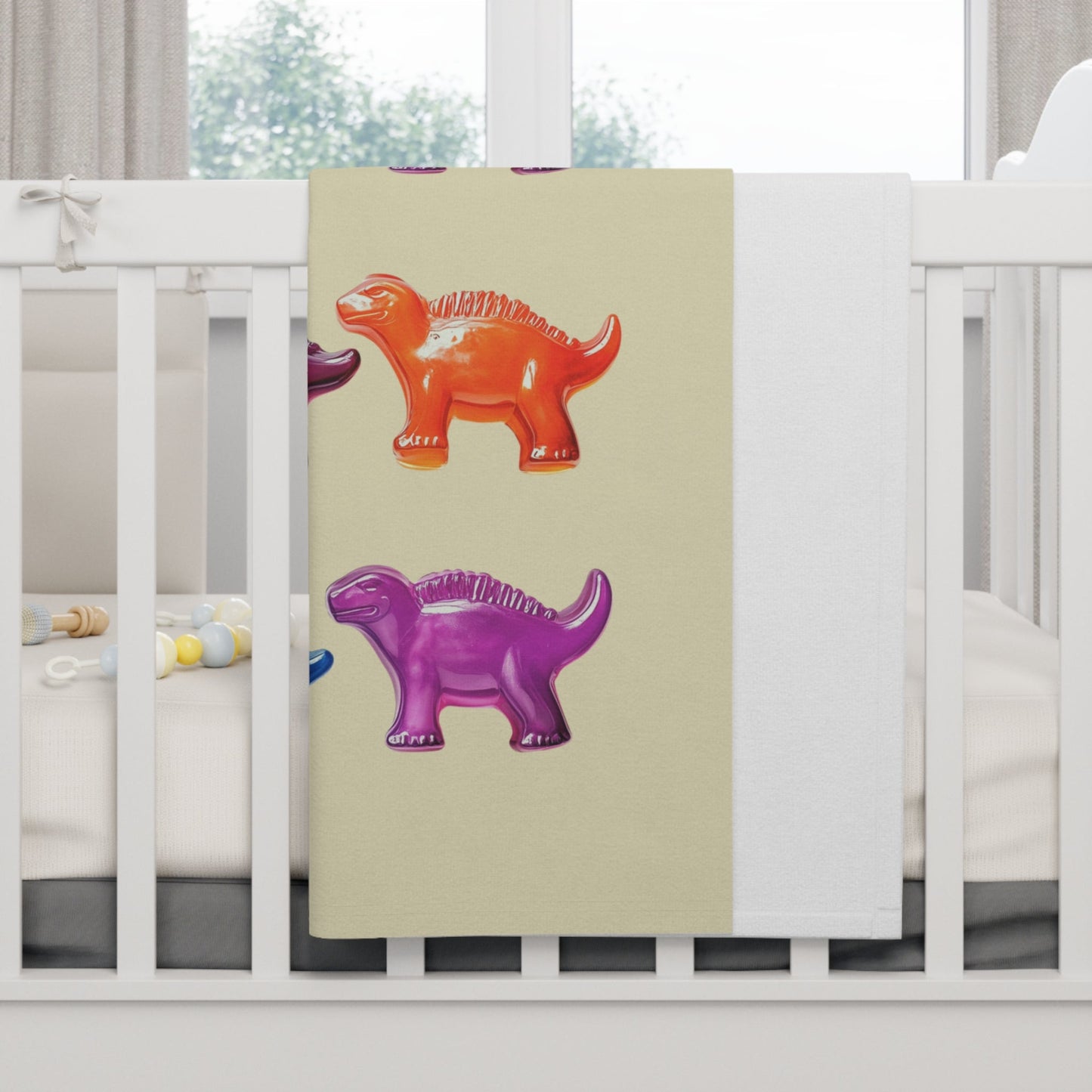 Soft Fleece Baby Blanket with Gummy Dinosaur Design