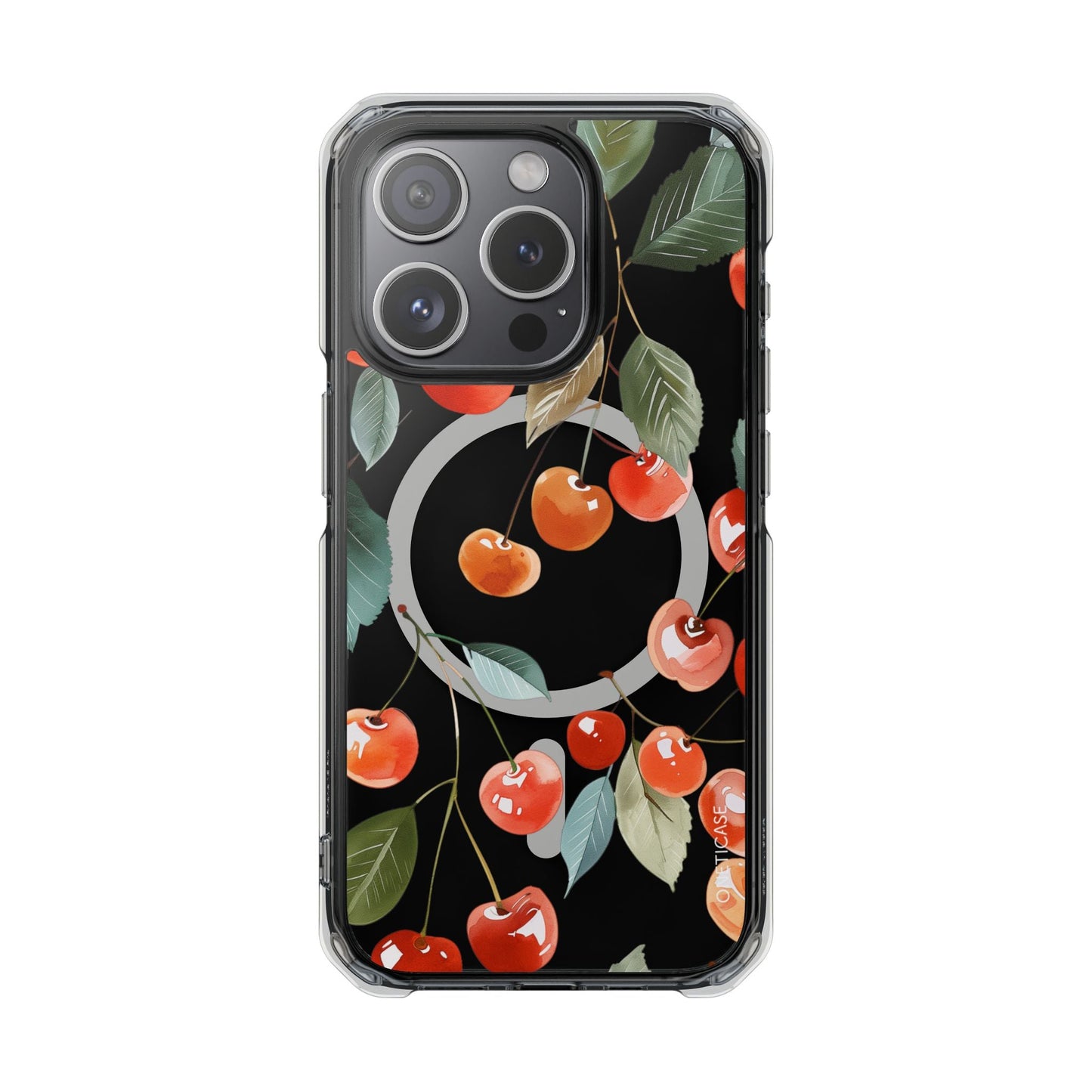 Adorable Cherry-themed Transparent Magnetic Phone Case for iPhone Models