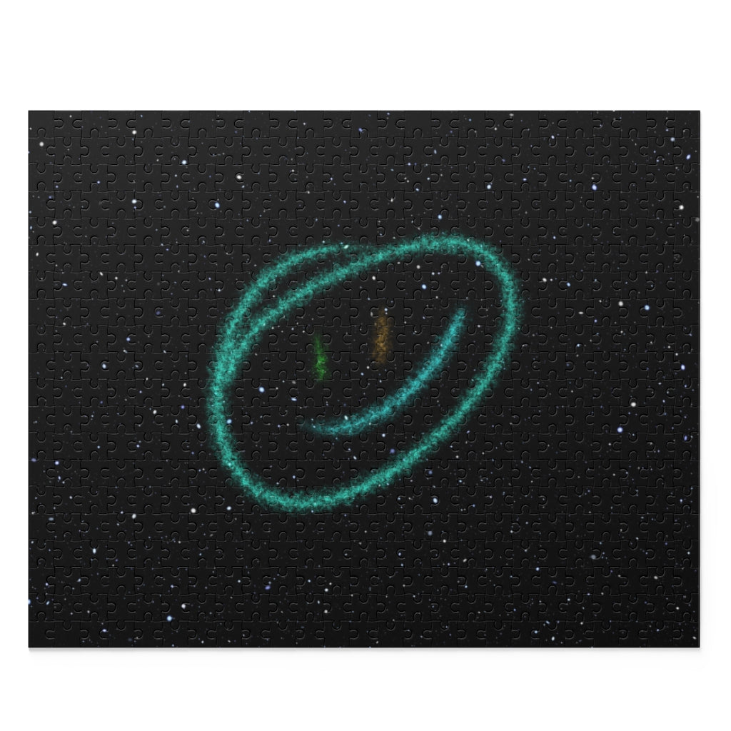 500-Piece Puzzle Featuring a Grinning Face Amidst the Stars and Planets