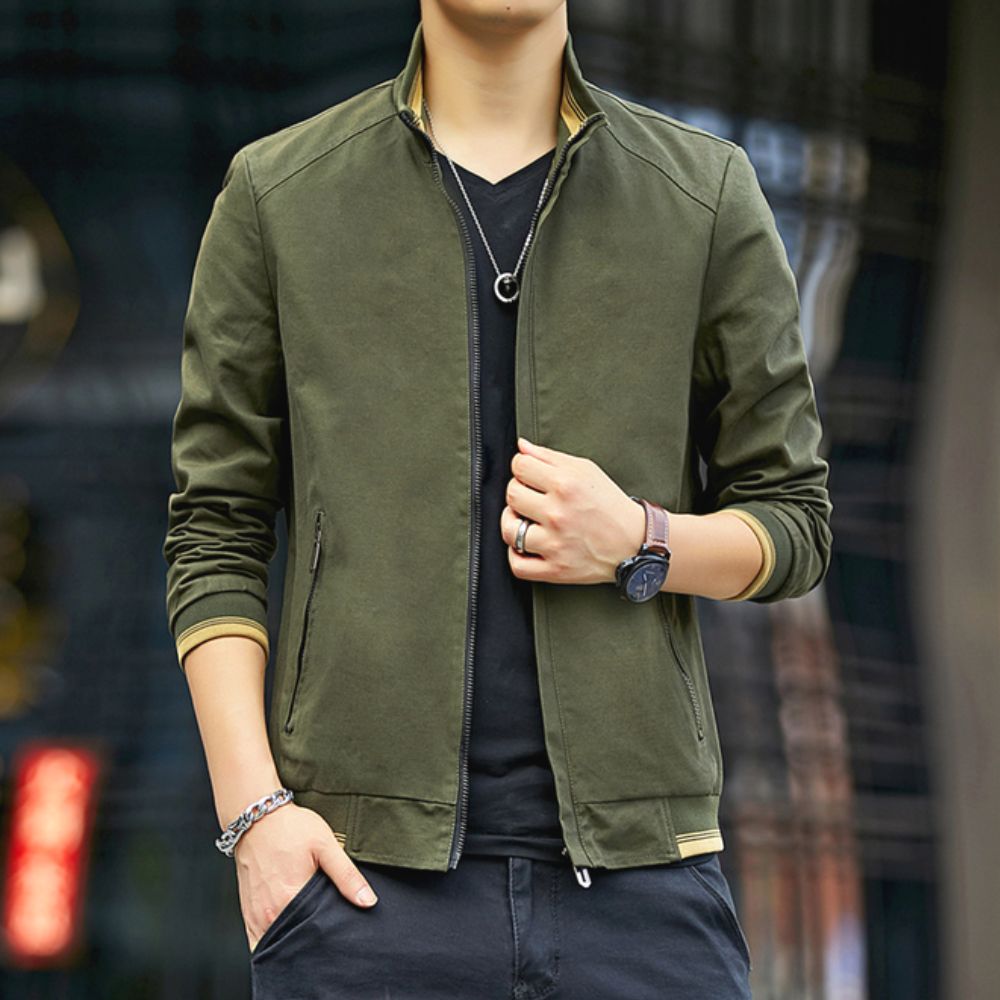 Short Casual Men's Zippered Jacket