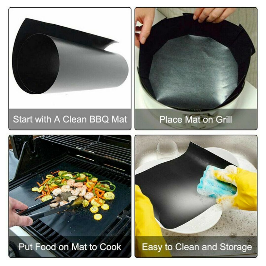5-Piece Set of Nonstick Reusable Grill Mats for BBQ Meat