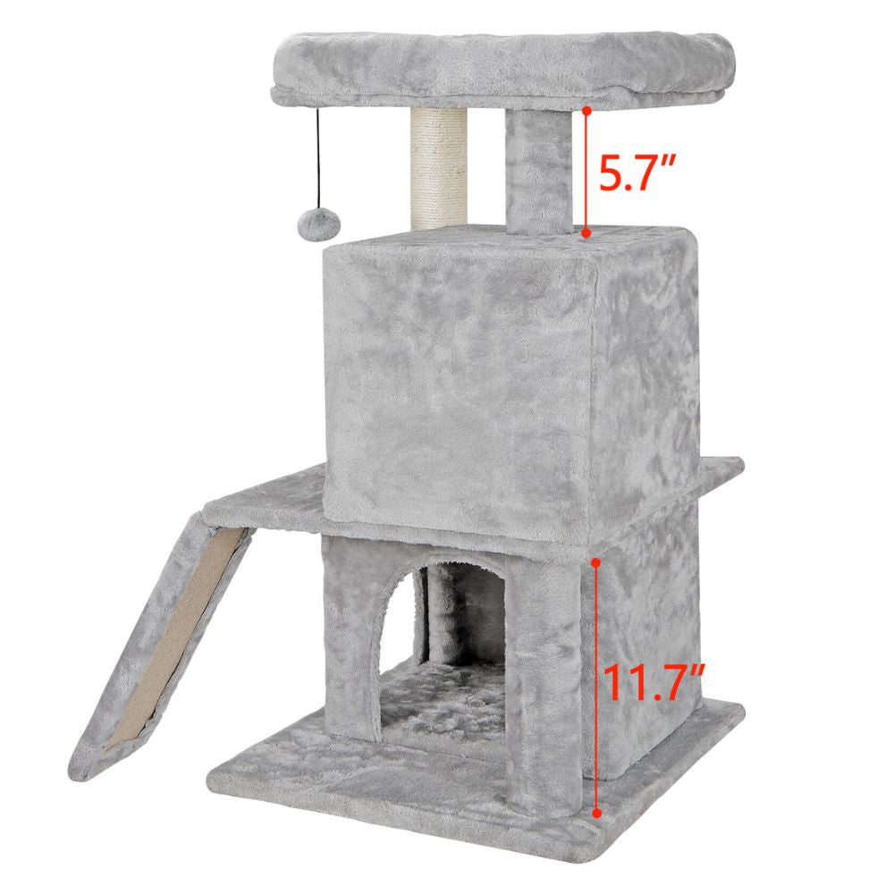 Scratching Post Cat Tree with Ramp and Elevated House