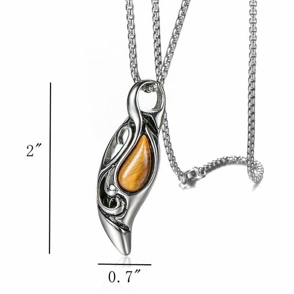 Tiger Eye Stone Necklace with a Hanging Pendant