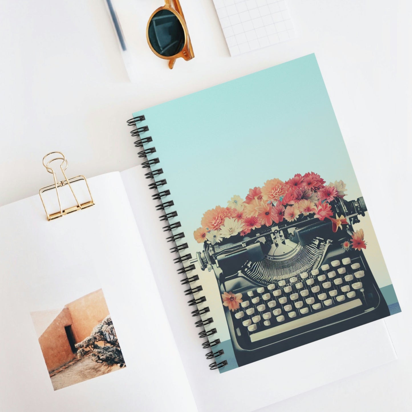 Spiral Notebook with Vintage Typewriter Design