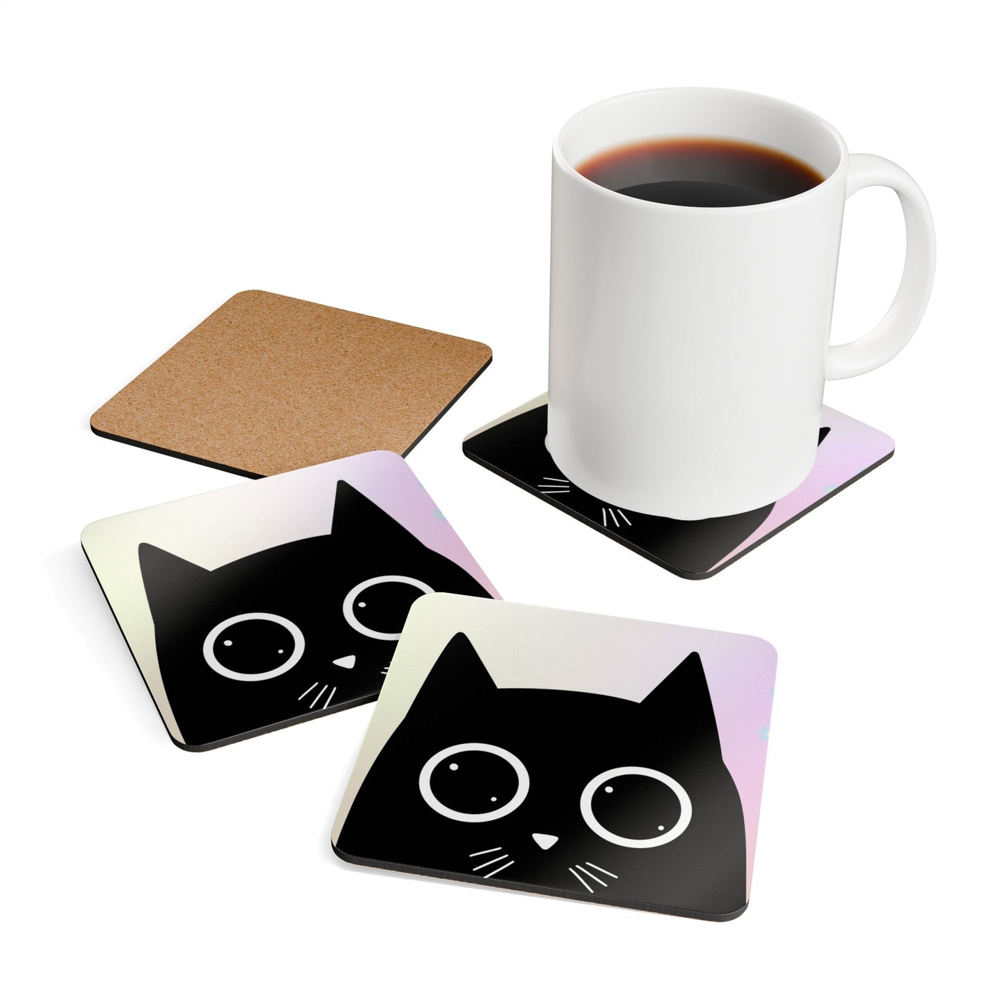 Adorable Feline Beverage Coaster Set (4 Pieces)
