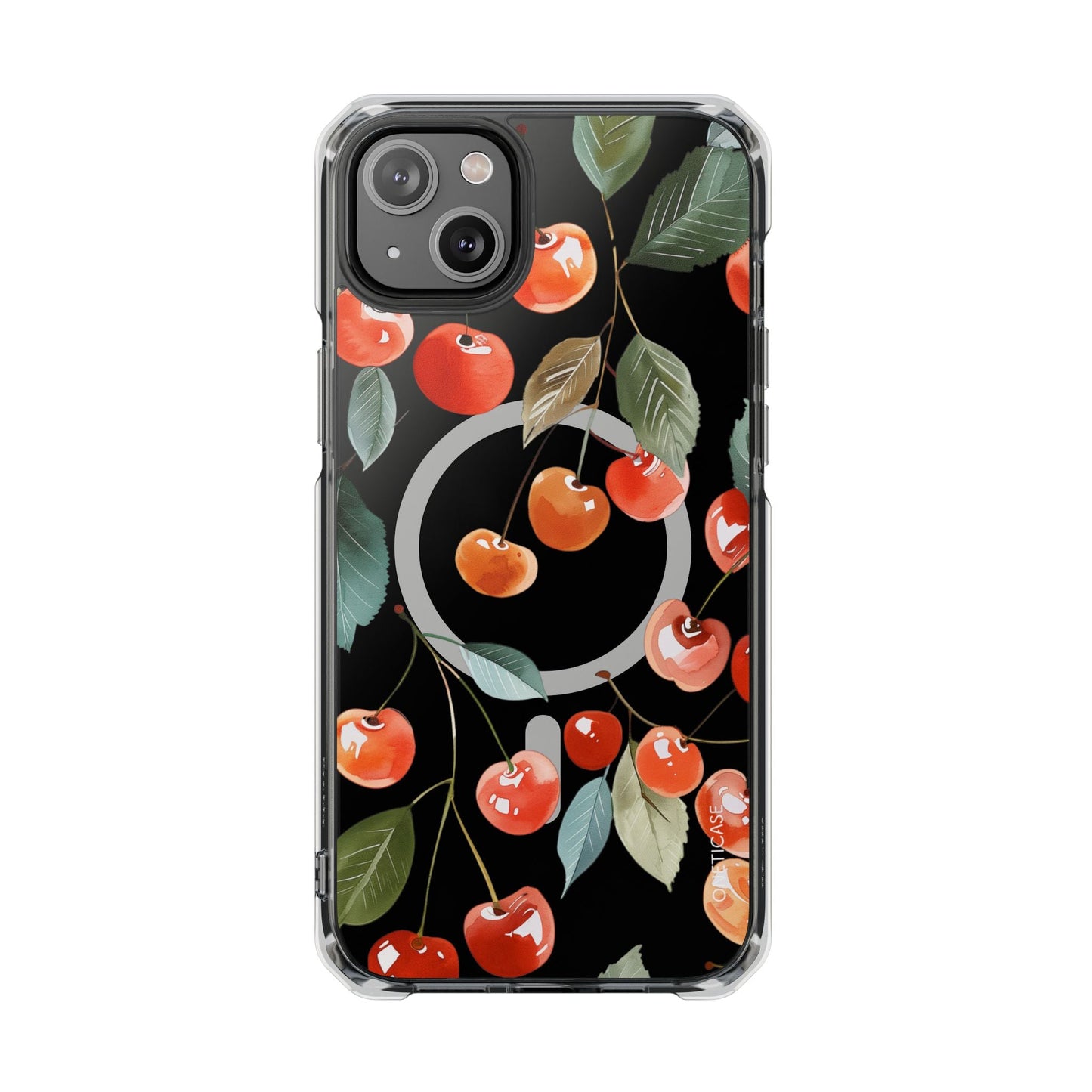 Adorable Cherry-themed Transparent Magnetic Phone Case for iPhone Models