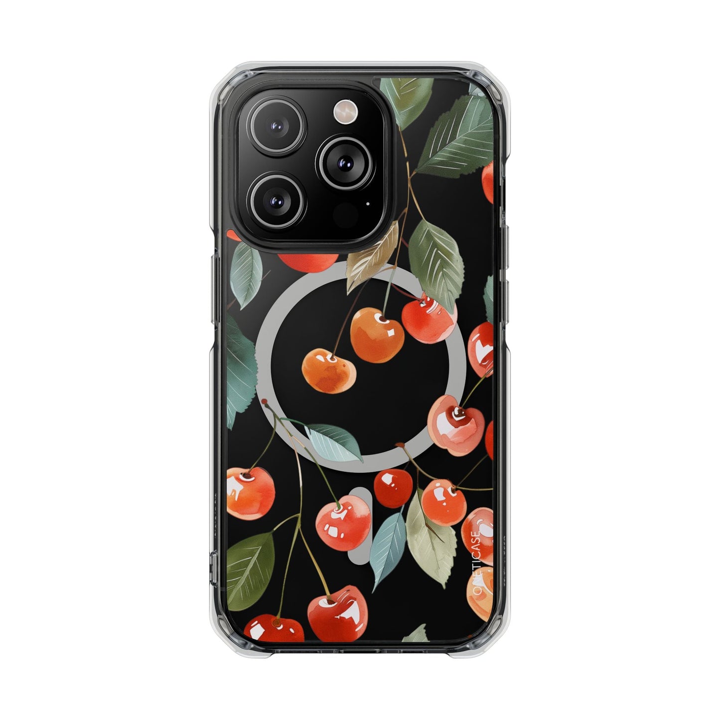 Adorable Cherry-themed Transparent Magnetic Phone Case for iPhone Models