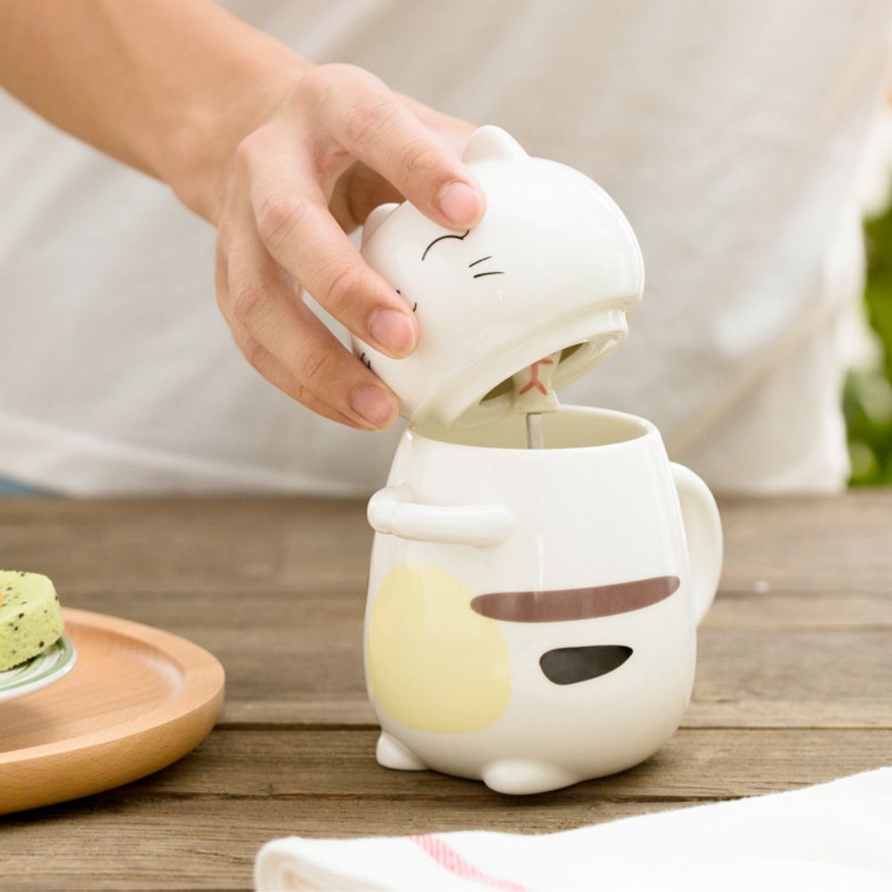 3D Feline Mug Set with Matching Spoon