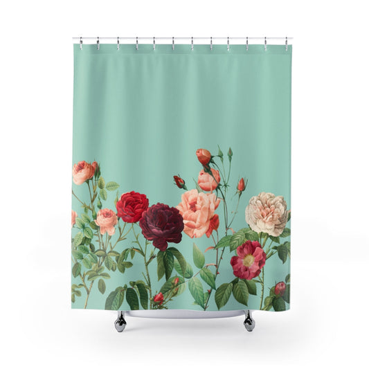 Teal Rose Garden Shower Curtains - Enhance your Home Decor