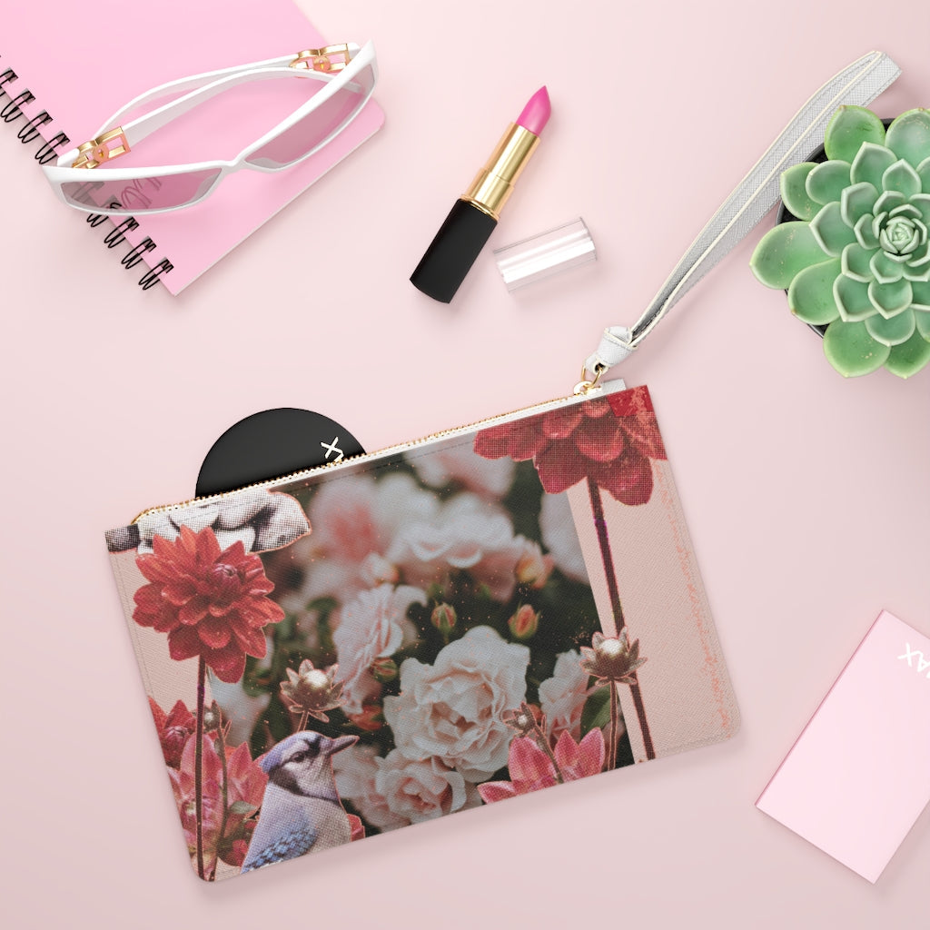 Floral Edgy Style Plant-Based Zippered Clutch Purse