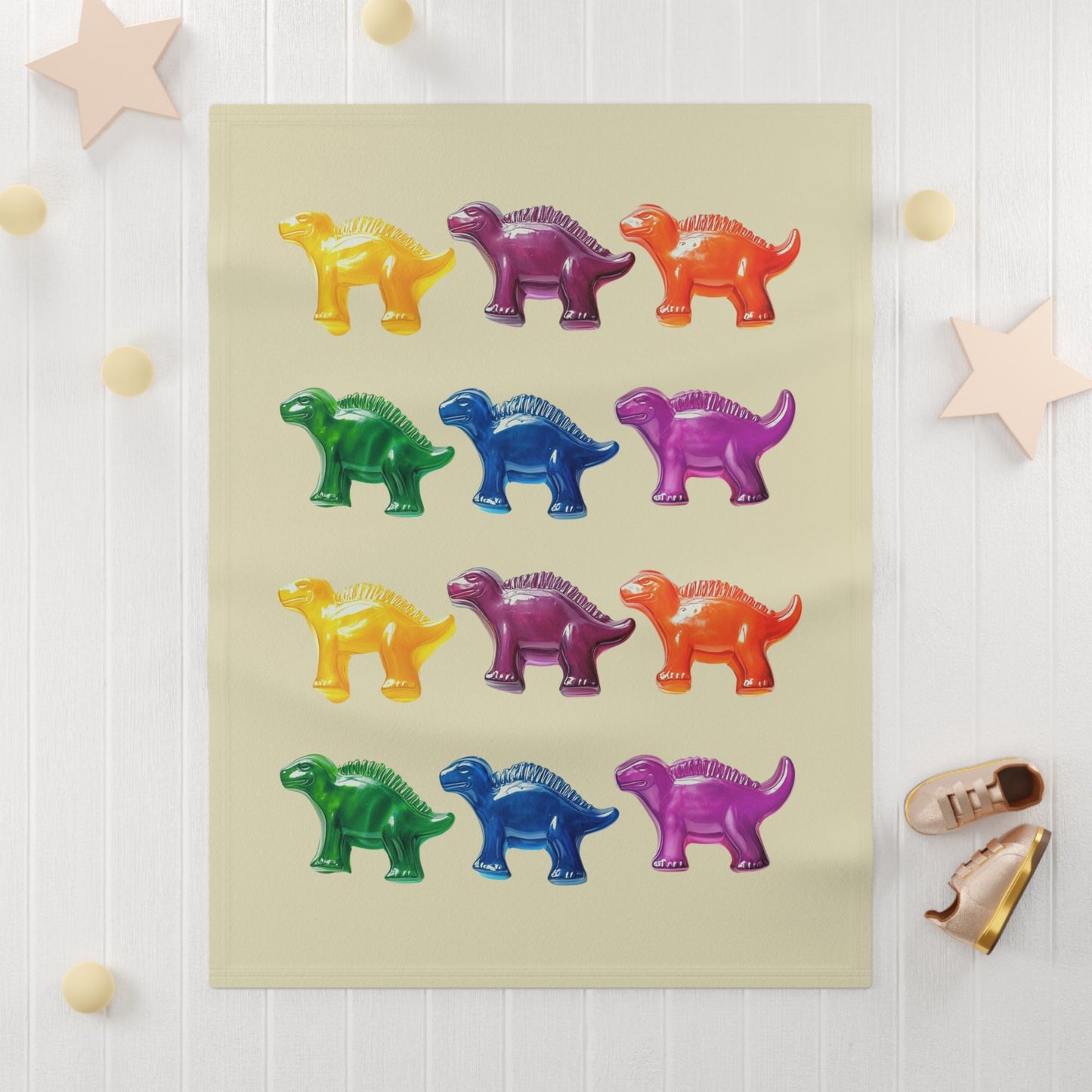 Soft Fleece Baby Blanket with Gummy Dinosaur Design