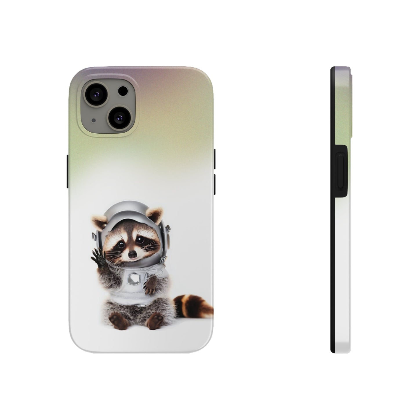 Wireless Charging iPhone Case featuring a Playful Raccoon Design
