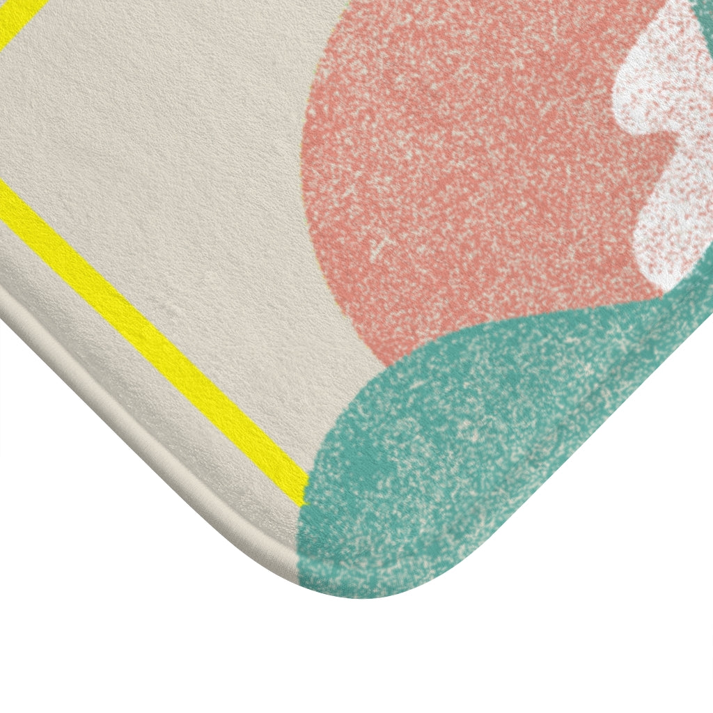 Yellow Striped Landscape Bath Mat for Home Decor