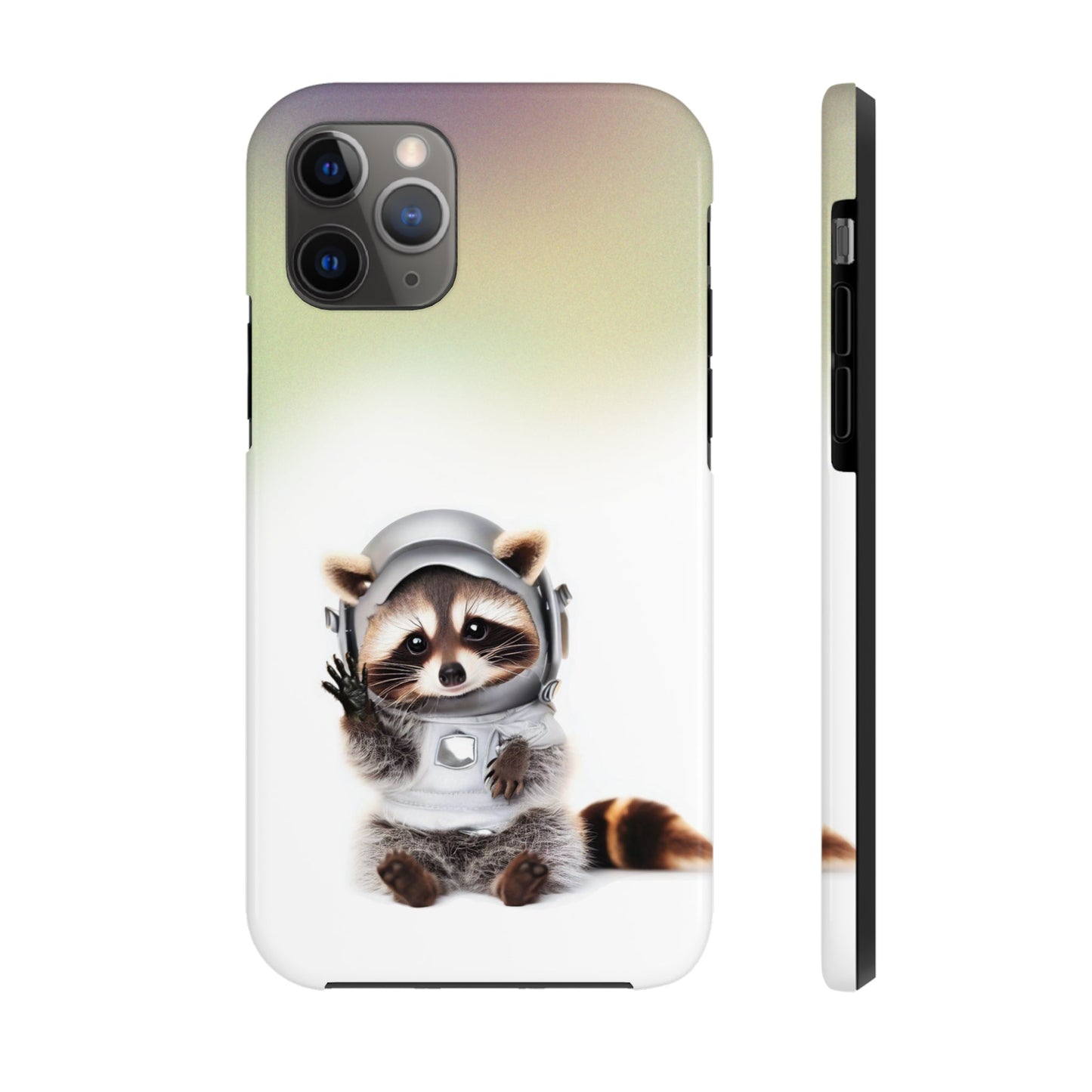 Wireless Charging iPhone Case featuring a Playful Raccoon Design