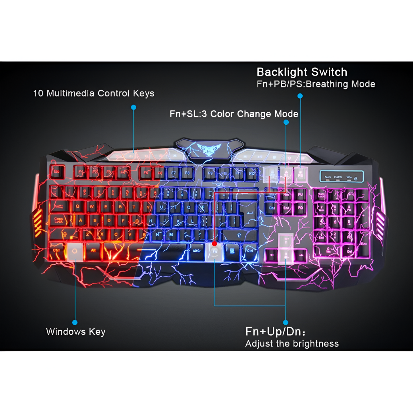 2.4G Gaming Keyboard and Mouse Set - Enhanced Thunderstorm Experience