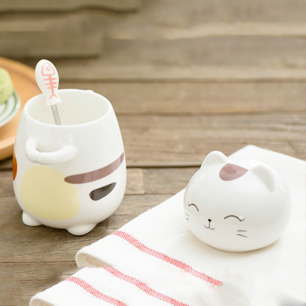 3D Feline Mug Set with Matching Spoon