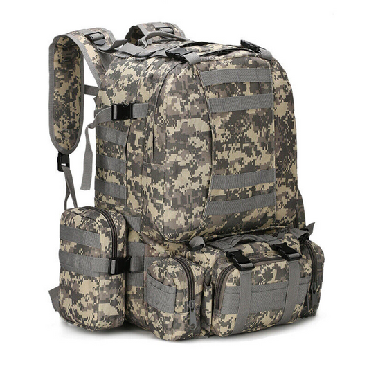 55L Waterproof Backpack for Outdoor Activities with Military-Inspired Design