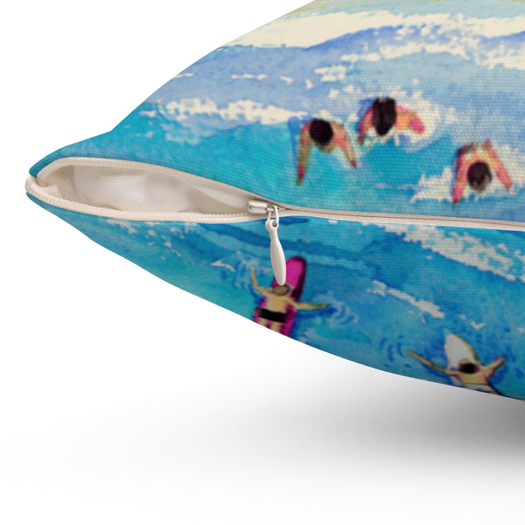 Vibrant Beach-themed Square Pillow - Available in 4 Sizes