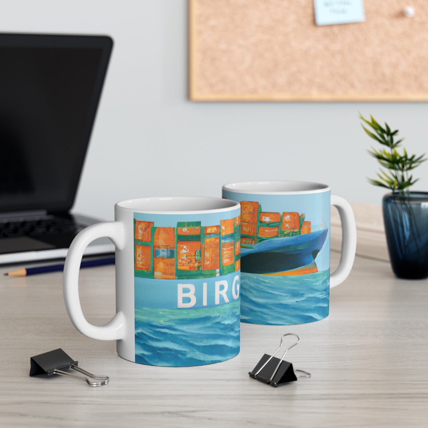 Artistic Cargo Vessel Coffee Cup