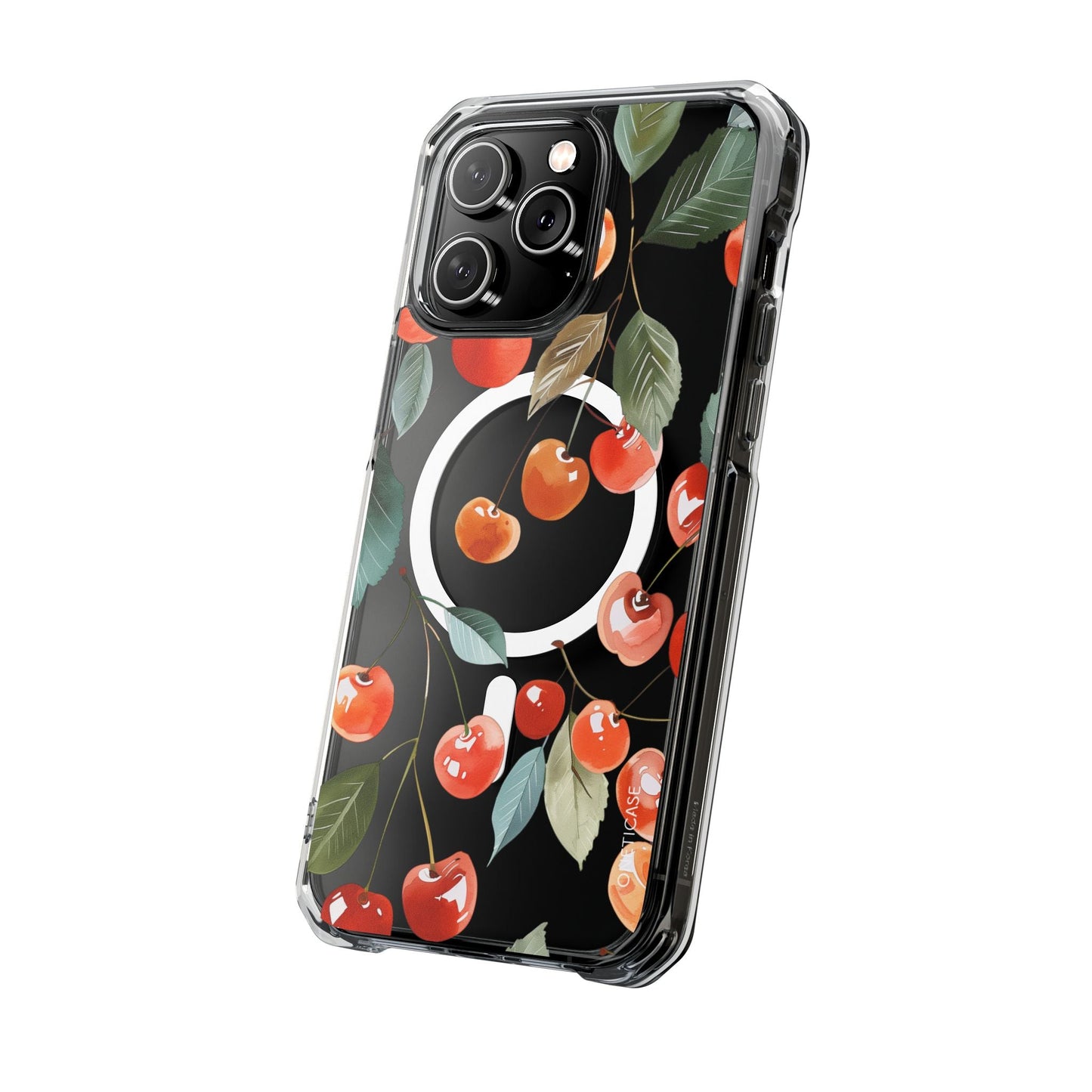 Adorable Cherry-themed Transparent Magnetic Phone Case for iPhone Models