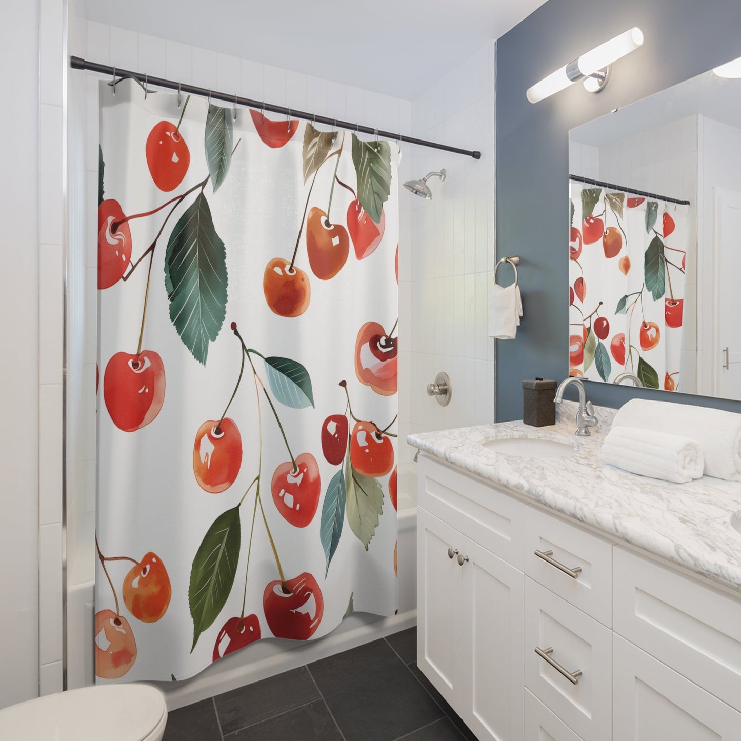 Cherry Pattern Retro Shower Curtain