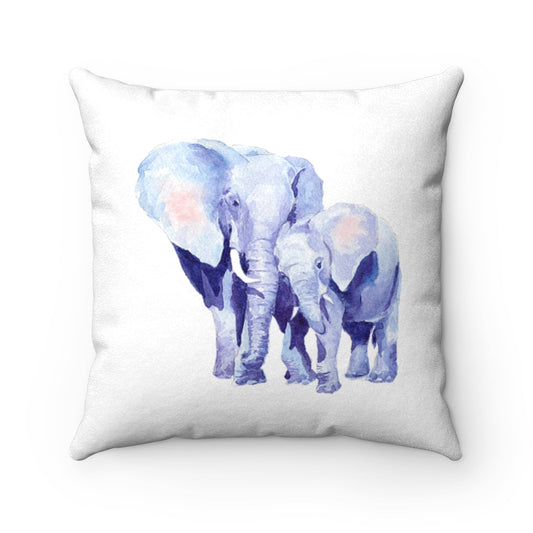 Auspicious Elephant Double Sided Print Faux Suede Square Cushion for Mothers and Babies