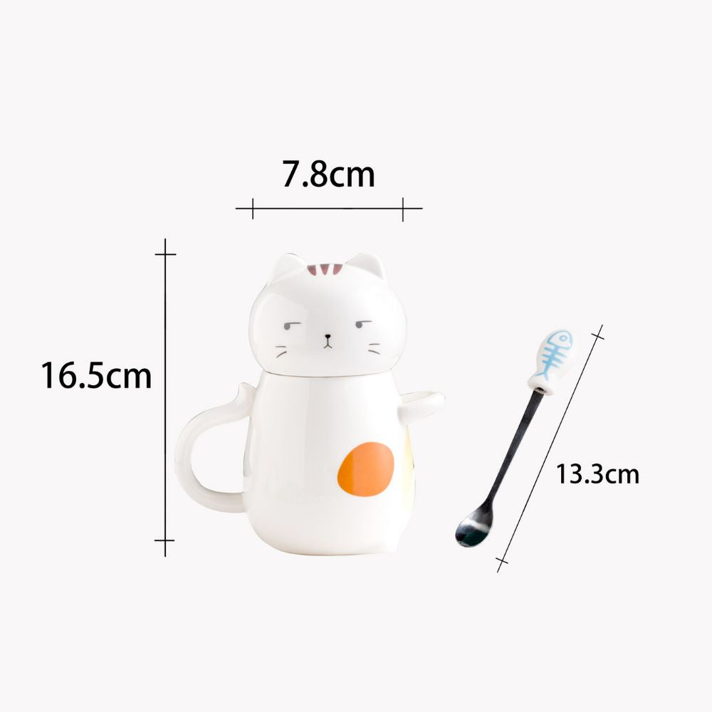 3D Feline Mug Set with Matching Spoon