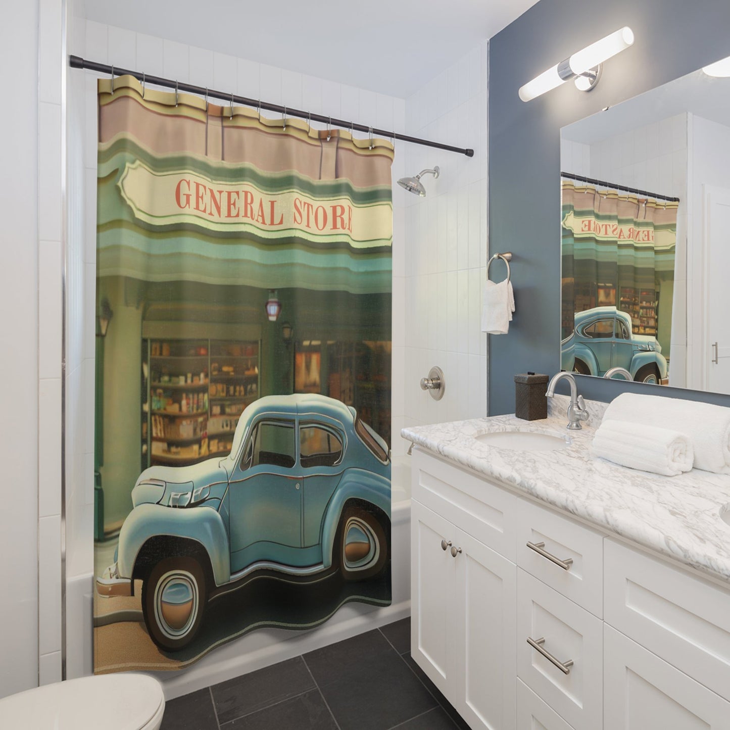 Vintage Shop Featuring Automotive Themed Shower Curtains