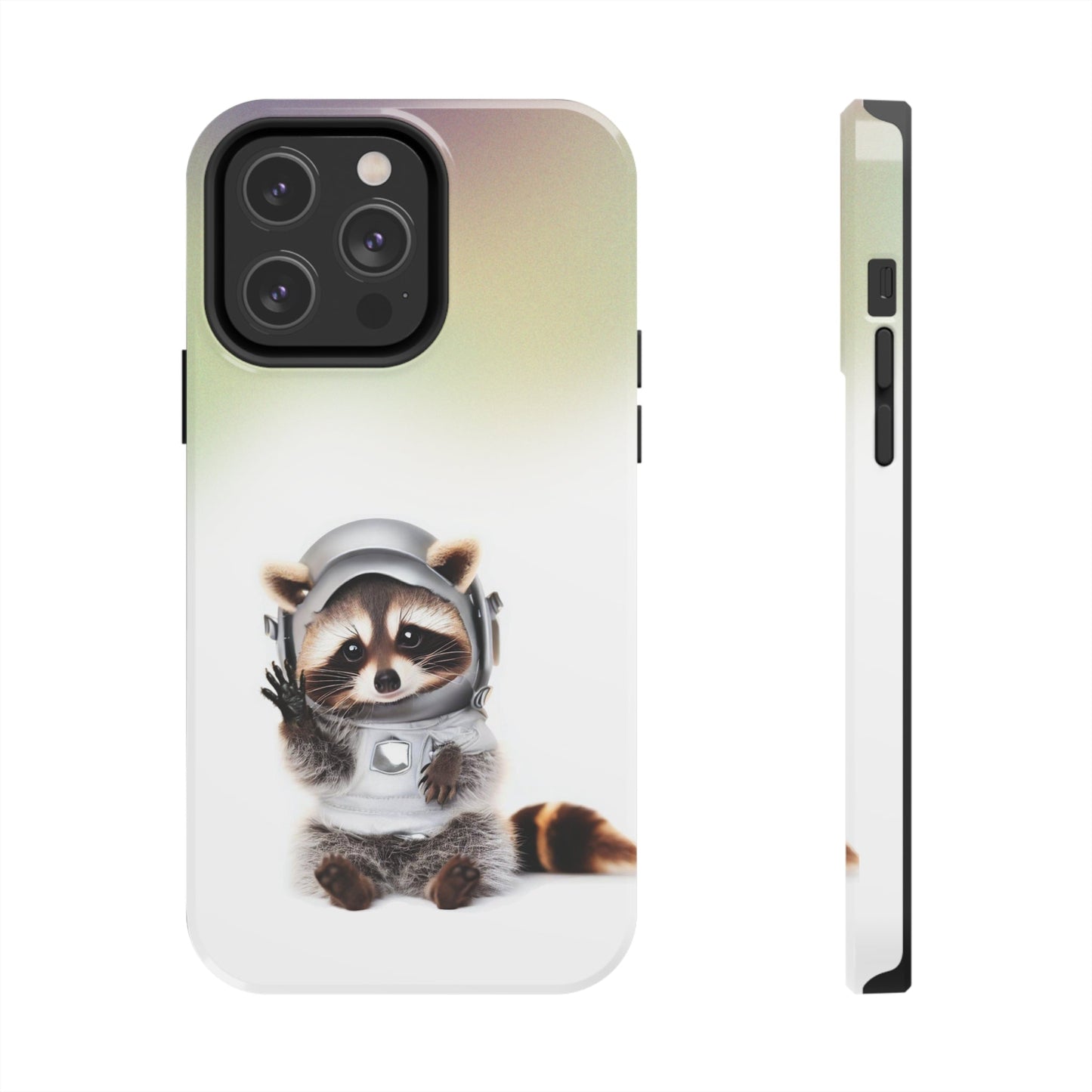 Wireless Charging iPhone Case featuring a Playful Raccoon Design