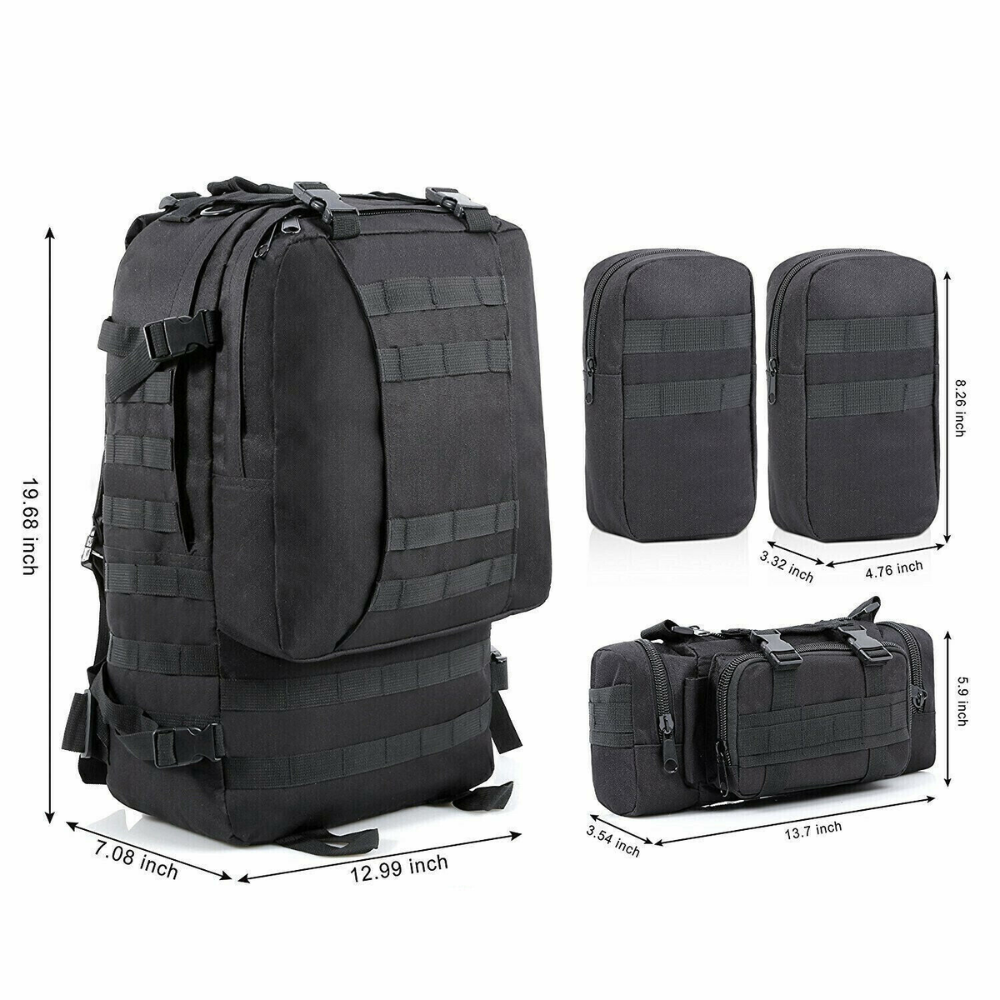 55L Waterproof Backpack for Outdoor Activities with Military-Inspired Design