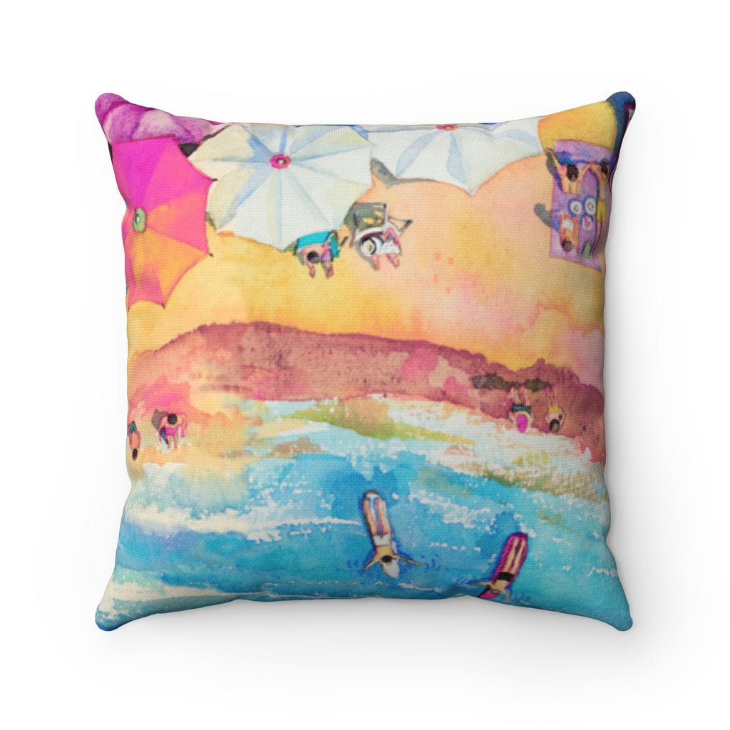 Vibrant Beach-themed Square Pillow - Available in 4 Sizes
